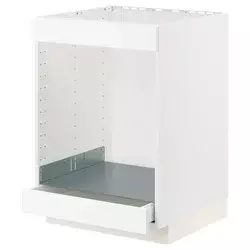 METOD / MAXIMERA Pod.elem.gr.ploča i pećn. s fiokom, bela Enköping/bela im. drveta, 60x60 cm