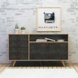 Wallity Komoda Pagina 140x86x40cm Hrast-Tamnosiva