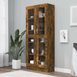 Vitrina boja dimljenog hrasta 82,5 x 30,5 x 185 cm drvena