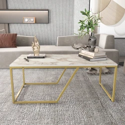 Hanah Home Klub sto Wendy 120x48x60cm Belo-Zlatni