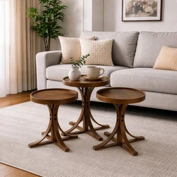 Hanah Home set od 3 umetnutih stočića Palm 3, orah