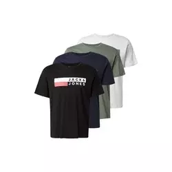 JACK & JONES Majica  temno modra / oliva / črna / bela