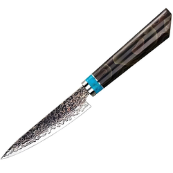 Damaskovski kuhinjski nož ZE-37408 - Utility / Smeđa / Plava KP37408