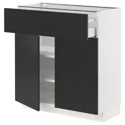 METOD / MAXIMERA Podni element s fiokom/2 vrata, bela/Nickebo boja antracita, mat, 80x37 cm