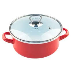 FACKELMANN Šerpa 18cm+stakleni poklopac Emajl 1.75l, Crvena