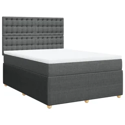Vidaxl Box spring postelja z vzmetnico temno siva 140x200 cm blago