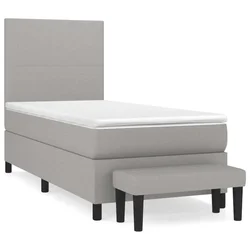 Vidaxl Box spring postelja z vzmetnico svetlo siv 100x200 cm blago