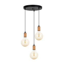 Luster na sajli MIROS 3xE27/60W/230V okrugao crna/bakrena