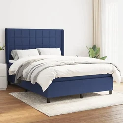 shumee Box spring postelja z vzmetnico modra 140x200 cm blago