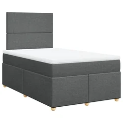 Vidaxl Box spring postelja z vzmetnico temno siva 120x190 cm blago