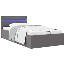 Hidraulični okvir za krevet od umjetne kože LED sivi 100x200 cm