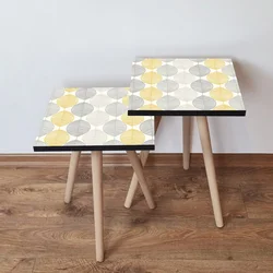 Hanah Home 2SHP177 Pomoćni stočić, 2 komada, Sivo-žuti