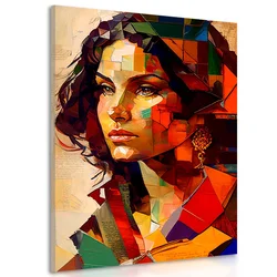Slika profil ženske v patchwork dizajnu - 40x60