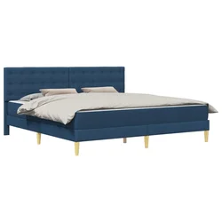 Vidaxl Posteljni okvir z vzmetnico Modra 200 x 200 cm blago