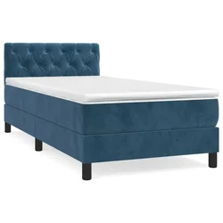 Vidaxl Box spring postelja z vzmetnico temno modra 80x200 cm žamet