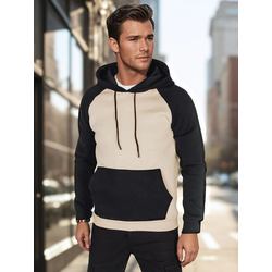 Bluza męska basic z kapturem beżowa Dstreet