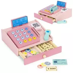 Ecotoys Lesena blagajna 3 leta+, roza