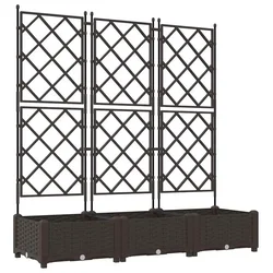 Vidaxl Vrtni lonček 3 szt. Rjava 120 x 40 x 125,5 cm Plastika
