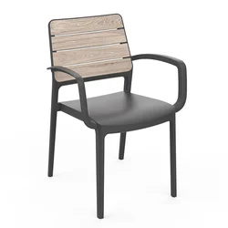 Baštenska stolica Deco Porto 56.4x53.3x81.8cm grafit/boja drveta Keter