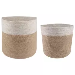 Set saksija za biljke 2 pcs Prirodna i bijela O 28 x 28 cm