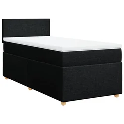 Vidaxl Box spring postelja z vzmetnico črna 90x200 cm blago