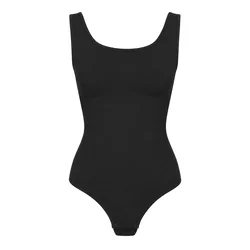 cfab Oblikovanje postave Tank Sculpting Bodysuit with String črna