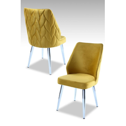 Hanah Home Set stolica Pufi, 48x90x43 cm, 4 komada, Srebrno-žute boje