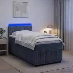 vidaXL Postelja boxspring z vzmetnico Temno siva 90 x 200 cm Žamet