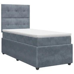 vidaXL Postelja boxspring z vzmetnico Temno siva 90 x 190 cm Žamet