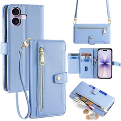 GS Ovitek za iPhone 17 z zadrgo, denarnica, moder