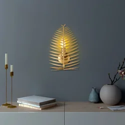 Opviq Zidna lampa Leaf-15322, 20x30x8cm, IP20, Zlatna boje