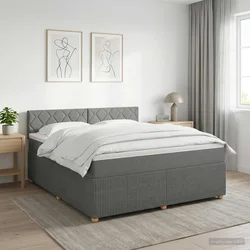 vidaXL Postelja boxspring z vzmetnico Temno siva 160 x 200 cm Blago