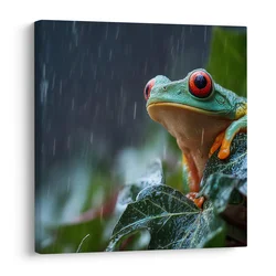 Slika kaplja dežja na žabjem listu - 50x50