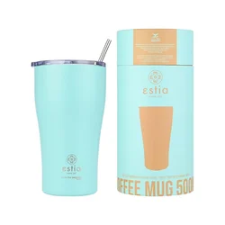 shumee Termo vrček Bermuda Green Mint s slamico 500 ml