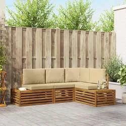 Set vanjskih sofa s jastukom 4 Komad Prirodna i bež