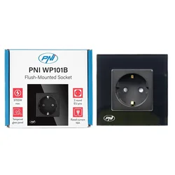 PNI vgradna vtičnica WP101B, s steklenim okvirjem, 16A, 3700W, 230V, črna