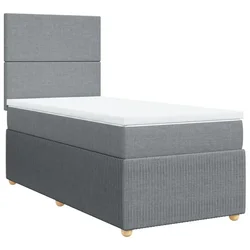 Vidaxl Box spring postelja z vzmetnico svetlo siv 100x200 cm blago