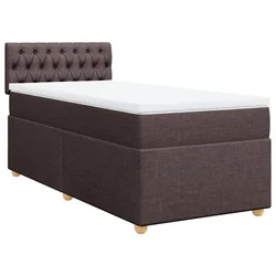 Vidaxl Box spring postelja z vzmetnico temno rjava 90x200 cm blago