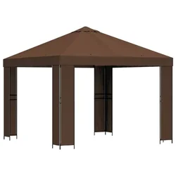 Vidaxl Paviljon 3 x 3 m Rjava Poliester in jeklo 190 gsm