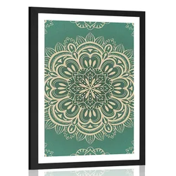 Plakat s paspartujem Mandala na turkiznem ozadju - 30x45 no frame