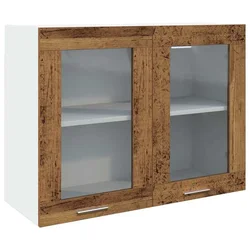 Viseći stakleni ormarić Lyon Staro drvo 80x31x60 cm Konstruirano drvo