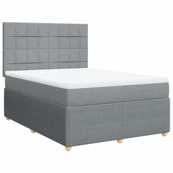 Vidaxl Box spring postelja z vzmetnico svetlo siva 140x200 cm blago