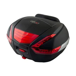 Moto kofer zadnji MVX 48 l, crni, sa reflektorom, naslonom i karbonskom zaštitom