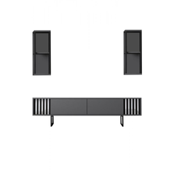 Hanah Home Chrome Line TV komoda sa dve police, Crna