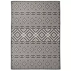 Vanjski tepih ravnog tkanja 200 x 280 cm crne pruge
