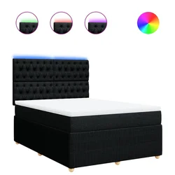 vidaXL Box spring postelja z vzmetnico črna 140x200 cm blago