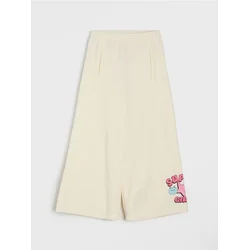 Sinsay - Wide leg donji deo trenerke od frotirskog pletiva - krem