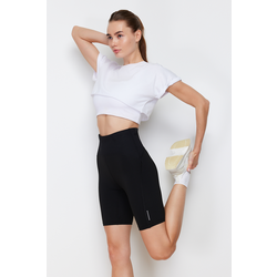 Trendyol Black Matte Compression Fabric Reflector Print Detailed Knitted Sports Biker/Cycling Tights