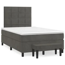 vidaXL Box spring postelja z vzmetnico temno siv 120x190 cm žamet