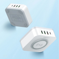 LDNIO Kućni punjač AW004 32W Desktop Wireless Quick Charge 3.0 + PD 30W beli